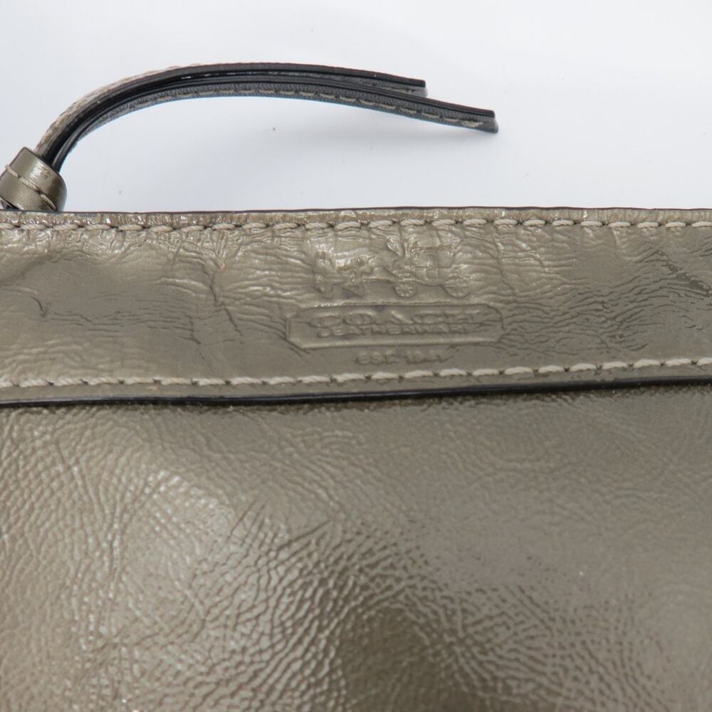 Coach Zoe Hobo Bag Olive Green Patent Leather Y2K Vintage Small Shoulder Purse - Picture 7 of 10